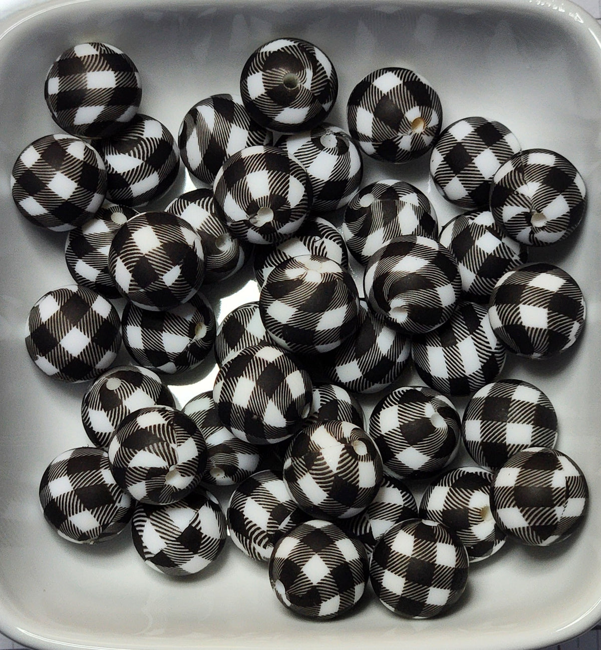 15 mm Printed Silicone Beads 10 pack