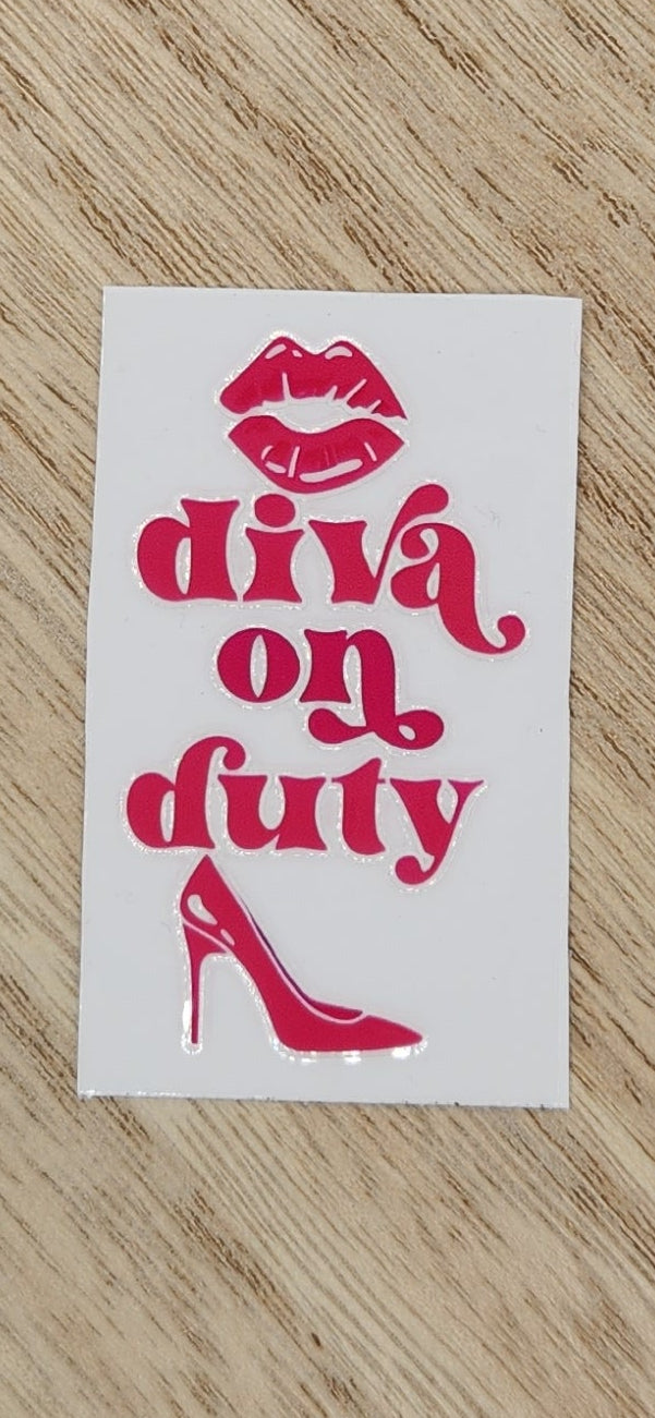 Diva on duty - 1.25 by 2.25 inches Mini UVDTF