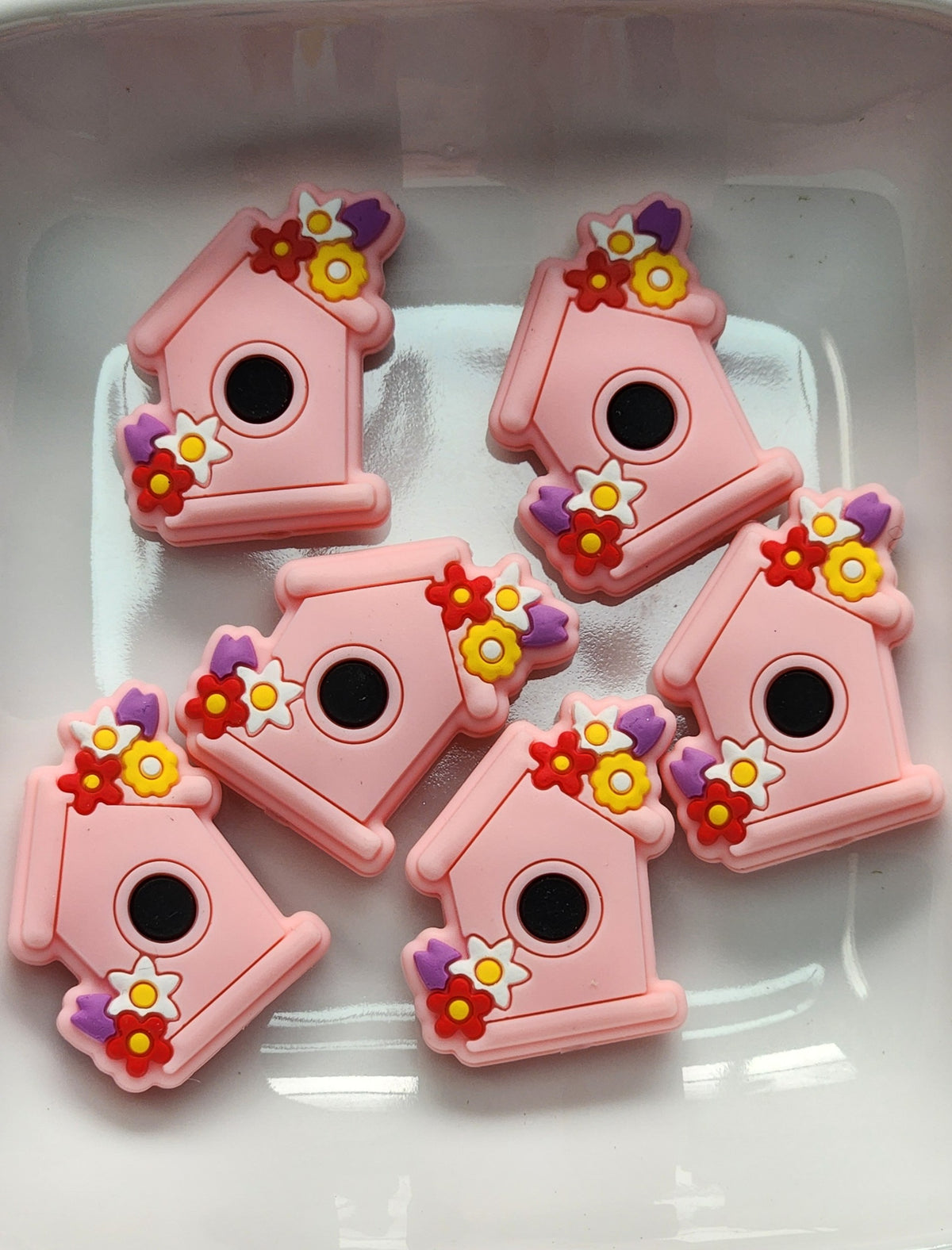 Birdhouse silicone focal beads