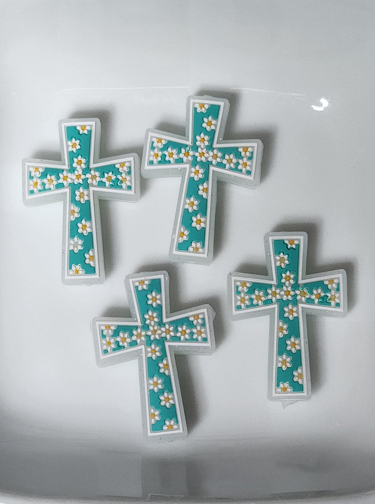 Floral Cross Silicone focal beads