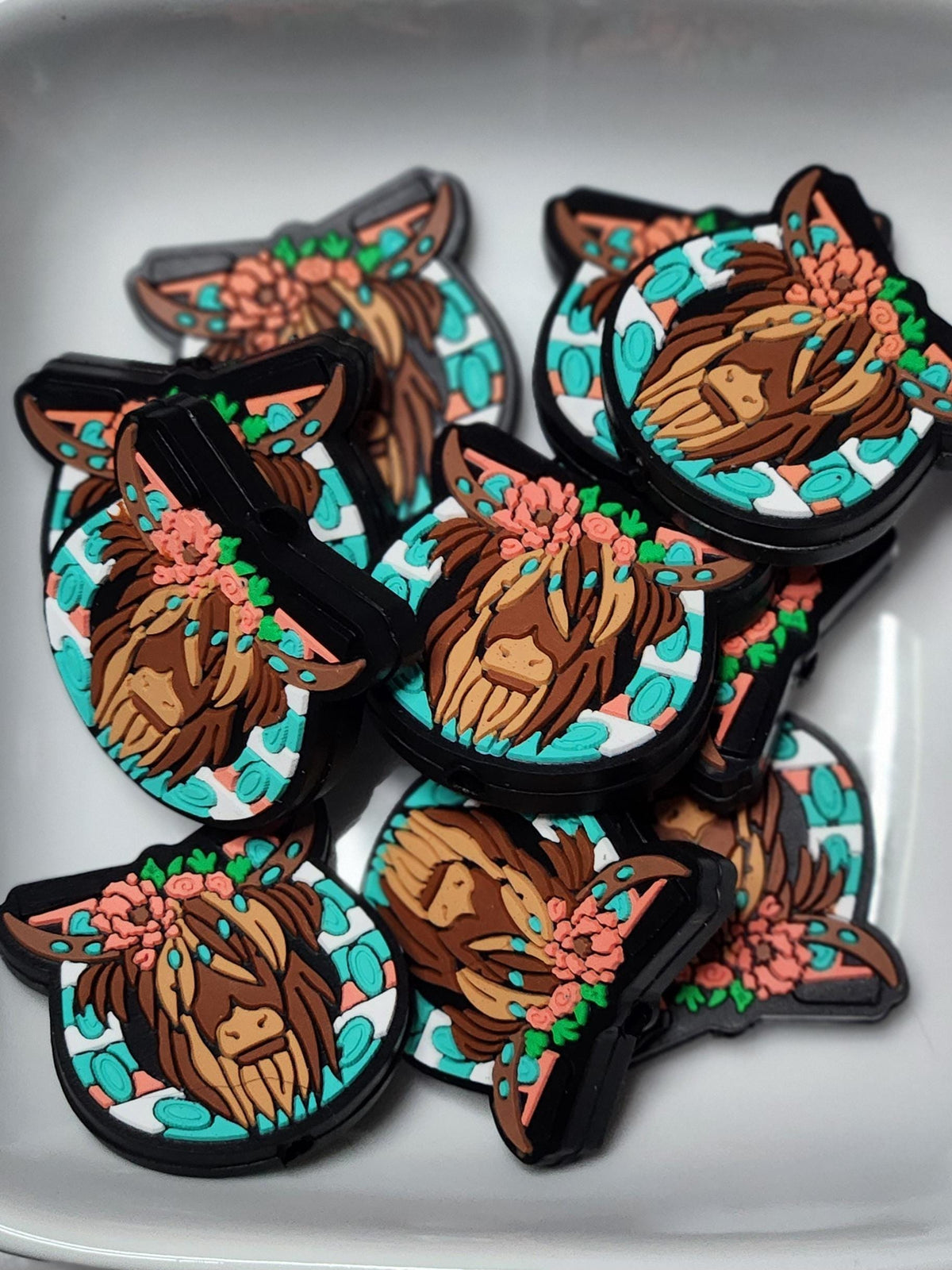 Highland Cow Horseshoe Silicone focal bead