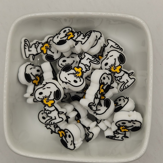 White dog Silicone focal bead